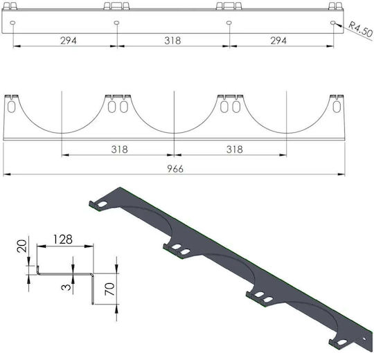 Wall Holder 3 Gas Cylinders Max Diameter 250 Mm Pro-line Cylinders 5902578454955