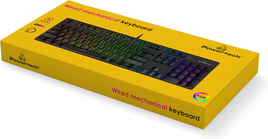 Powertech PT-1254 Gaming Mechanical Keyboard with Custom switches and RGB lighting (Greek)