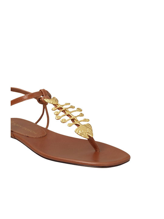 Tory Burch Leather Women's Flat Sandals in Brown Color 80045