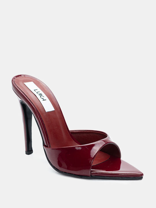 Luigi Thin Heel Mules Burgundy