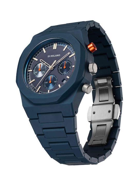 D1 Milano Watch Chronograph Battery with Blue Ceramic Bracelet