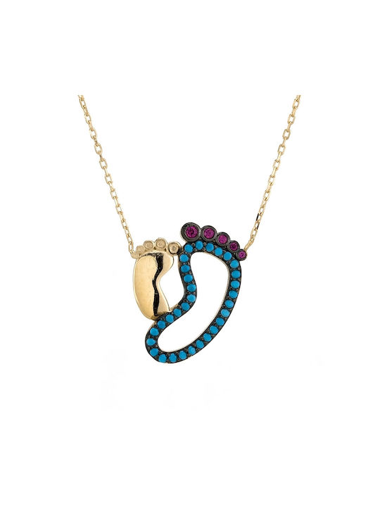 Goldsmith Necklace Double from Gold Plated Silver with Zircon