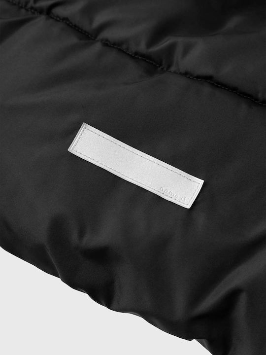 Kinder Steppjacke Lang mit Kapuze Black