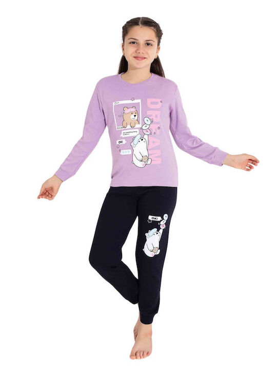 Esthisis Kids Pyjamas Winter Cotton Lila