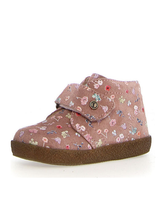 Suede Kinderstiefeletten mit Klettverschluss Rosa