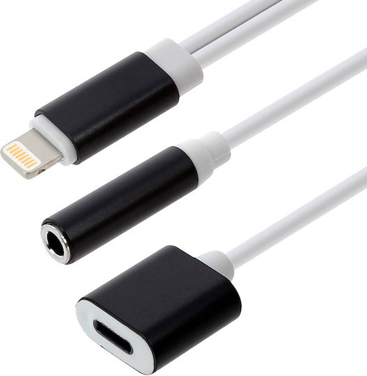 Adaptor audio & Încărcător Apple Lightning la Jack Lightning 3.5mm-alb