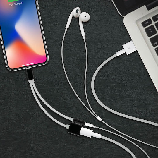 Adaptor audio & Încărcător Apple Lightning la Jack Lightning 3.5mm-alb