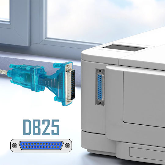 Linq Usb 2.0 la Db25 Db9 Adaptor Albastru Deschis