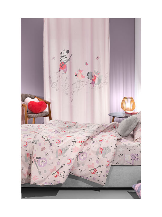 Saint Clair Perdea pentru Copii Touch Jazz Lilac cu Tresă Roz 160x240buc