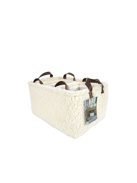 The Home Deco Factory Set of Decorative Baskets Plastic with Handles White 20cm 3pcs
