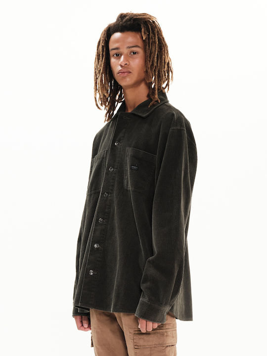 Long Sleeve Corduroy Overshirt in Regular Fit Green