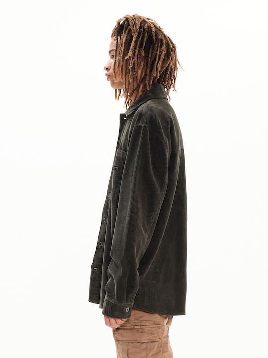 Long Sleeve Corduroy Overshirt in Regular Fit Green