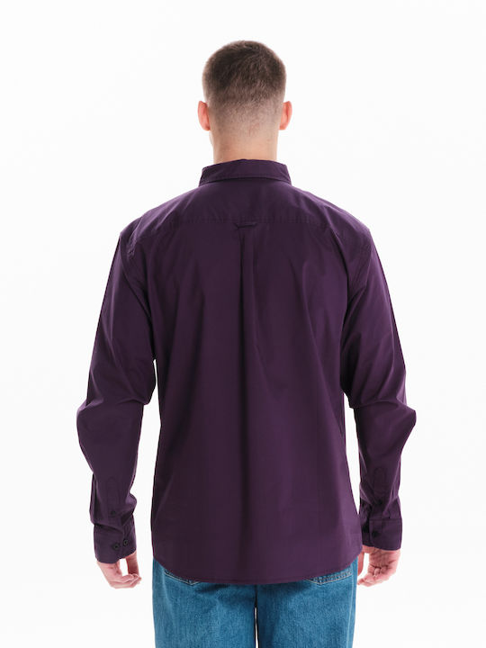 Long-sleeved Cotton Shirt Purple