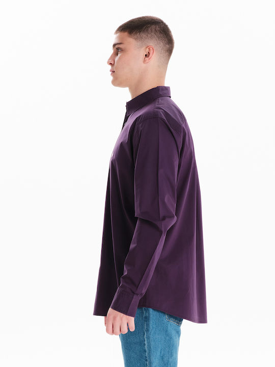 Long-sleeved Cotton Shirt Purple