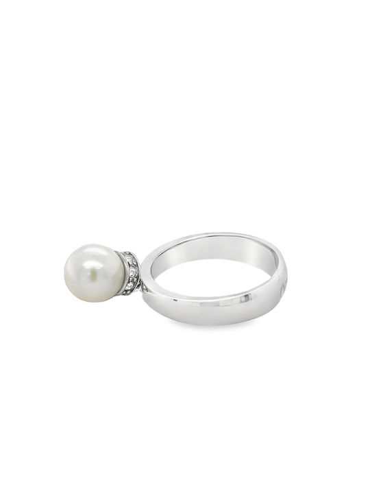 Morellato Women's Steel Ring with Pearl & Zircon