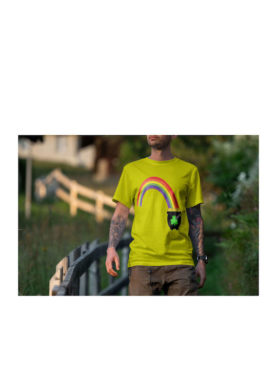 Rainbow And Pot Of Gold T-shirt Yellow Cotton