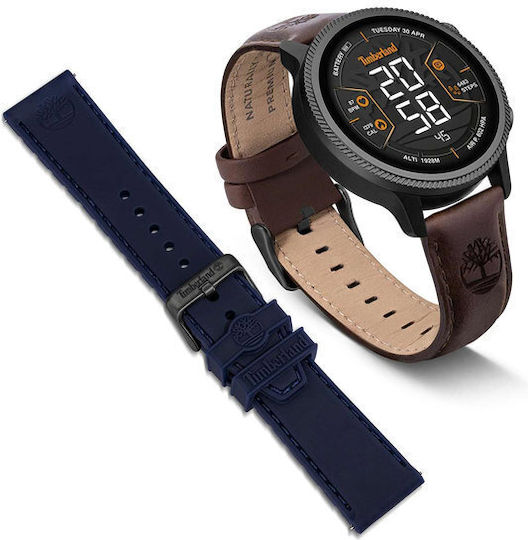 Timberland Trail Force S1 48mm Smartwatch with Heart Rate Monitor (Dark Brown Leather Strap Gift Set)