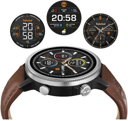 Timberland Trail Force S1 48mm Smartwatch with Heart Rate Monitor (Brown Leather Strap Gift Set)