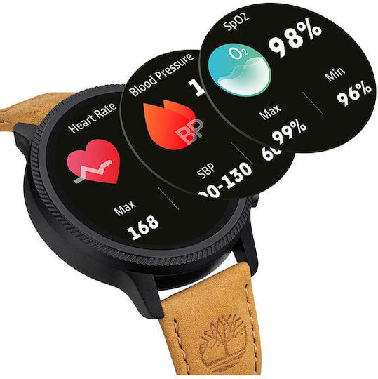 Timberland Trail Force S1 48mm Smartwatch με Παλμογράφο (Light Brown Leather Strap Gift Set)
