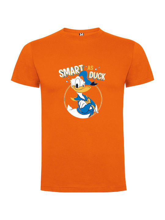 Duck: Smarty Quacked Up T-shirt Orange Cotton