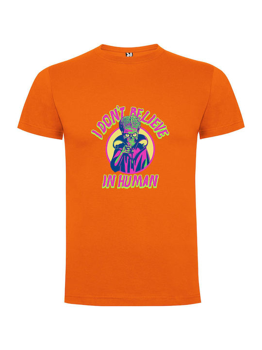 Alien Chic: Non-human Enigma T-shirt Orange Baumwolle