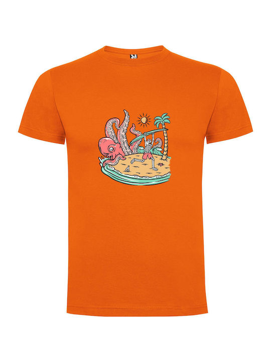 Creatures Unleashed: Illustrated Encounter T-shirt Orange Cotton