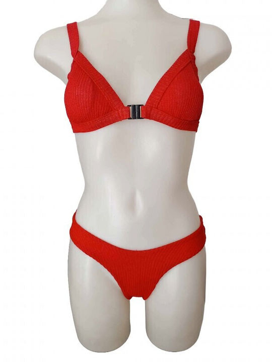 Modern Ocean Bikini Set Bra & Brazil Bottom Red