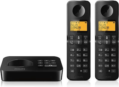 Philips D2652B/01 Cordless Phone (2-Pack) with Speaker Black