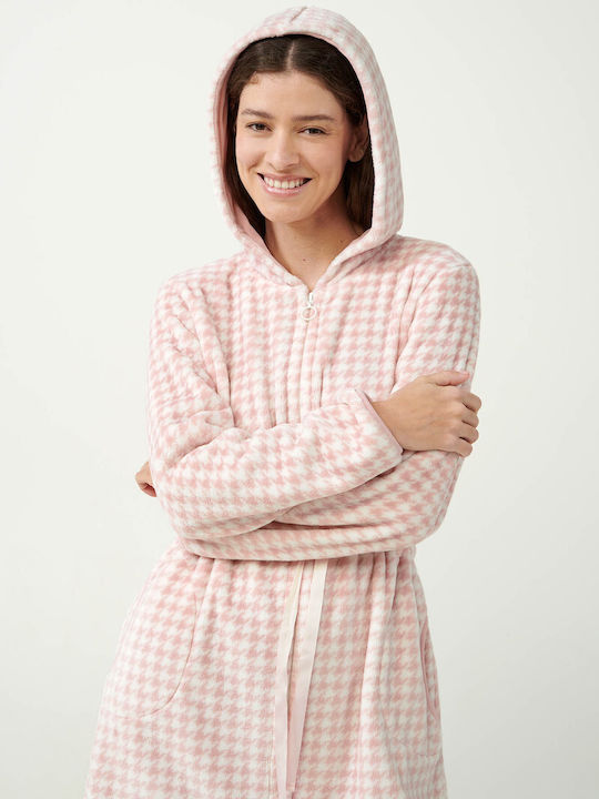 Vamp Winter Women's Fleece Robe Pink Peach