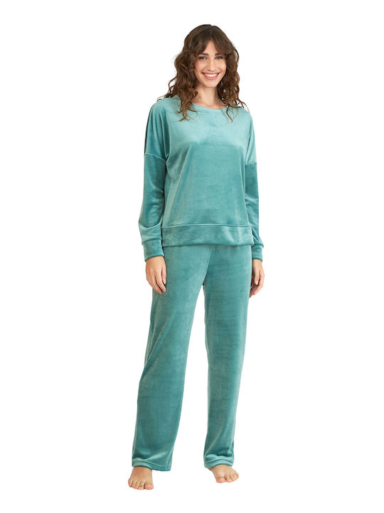 Harmony Winter Damen Pyjama-Set Samt Veraman