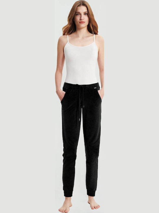 Vamp Winter Samt Damen Pyjama-Hose Black