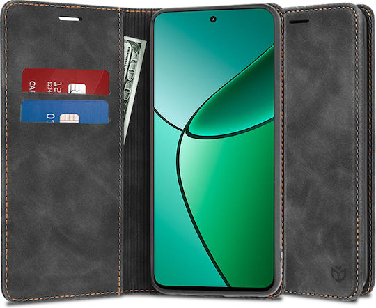 Techsuit Umschlag Rückseite Synthetisches Leder / Silikon Schwarz (Realme 12+)