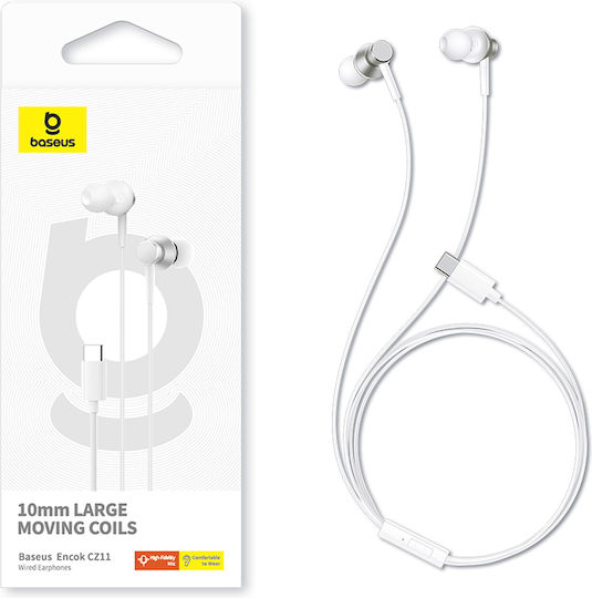 Baseus Encok In-ear Handsfree με Βύσμα USB-C Λευκό