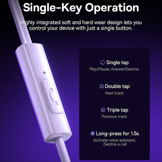 Baseus Encok In-ear Handsfree με Βύσμα USB-C Λευκό