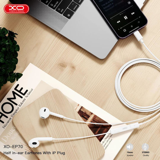XO EP70 In-ear Handsfree Headphones with Connector Lightning White