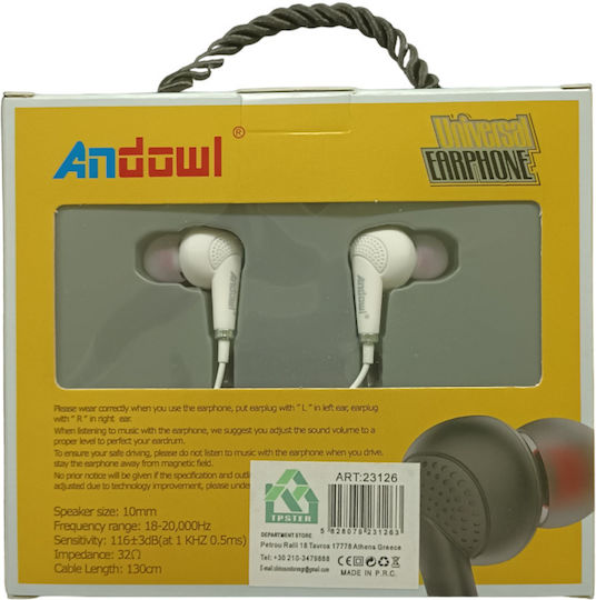 Andowl QY-9034 In-ear Handsfree με Βύσμα 3.5mm Μαύρο