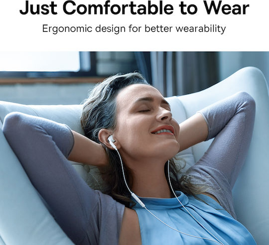 Baseus Encok C18 In-ear Handsfree Ακουστικά με Βύσμα USB-C Λευκό
