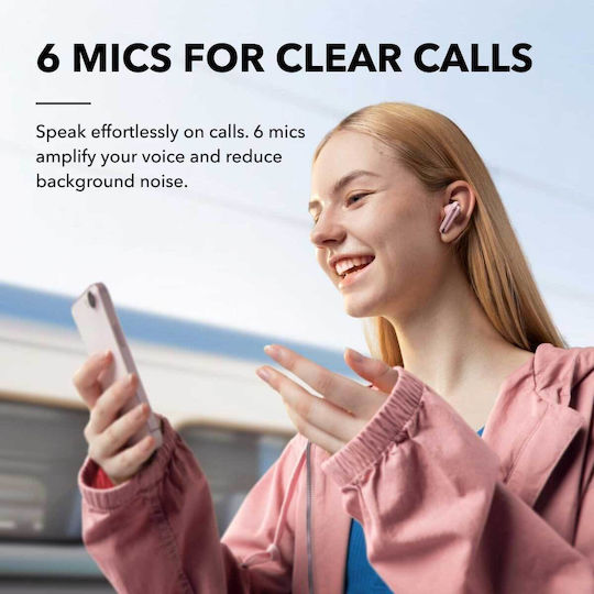 Soundcore by Anker Liberty 4 NC In-ear Bluetooth Handsfree Ακουστικά με Αντοχή στον Ιδρώτα και Θήκη Φόρτισης Ροζ