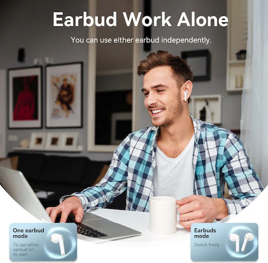 Vention ELF E02 Earbud Bluetooth Handsfree Ακουστικά με Θήκη Φόρτισης Λευκά