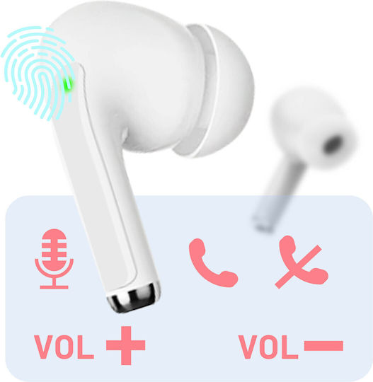 Swissten Pro Tune In-ear Bluetooth Handsfree Ακουστικά με Θήκη Φόρτισης Λευκά