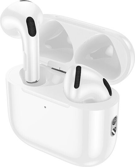 Borofone ΕW64 Earbud Bluetooth Handsfree Ακουστικά με Θήκη Φόρτισης Λευκά