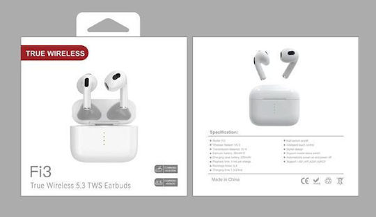 Firo Fi3 Pro Business In-ear Bluetooth Handsfree Ακουστικά με Θήκη Φόρτισης Λευκά