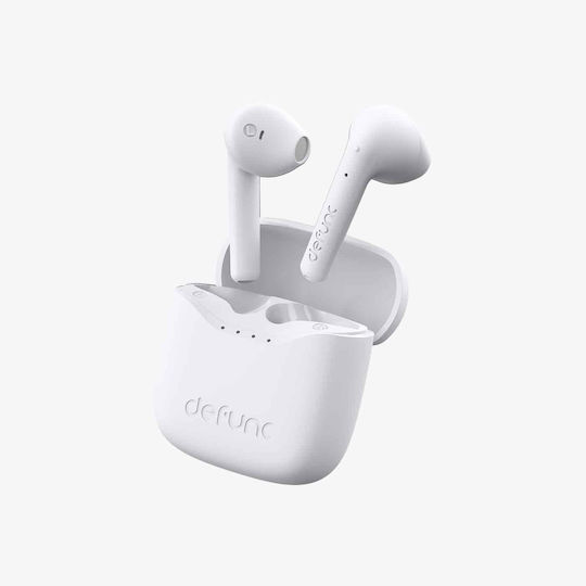 Defunc True Lite Travel Kit Earbud Bluetooth хендсфри Слушалки с Устойчивост на Пот и Кутийка за Зареждане Бял
