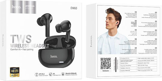 Hoco EW60 Norman In-ear Bluetooth Handsfree Ακουστικά με Θήκη Φόρτισης Μαύρα