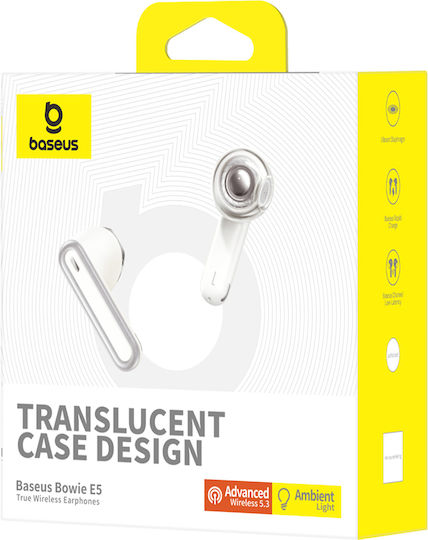 Baseus Bowie E5 Earbud Bluetooth Handsfree Earphones with Charging Case White