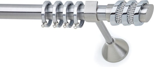 Anartisi Metallic Curtain Pole Status Single Diameter 25mm Length 200cm Nickel Satin / Chrome / Swarovski Crystal