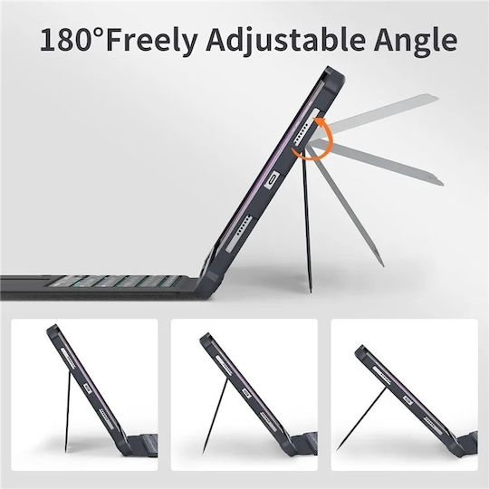 Drehbare Tastaturhülle T-5509d iPad 2022 12.9'' Schwarz Schwarzes Kunstleder Silikon