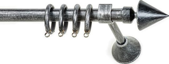 Anartisi Metallic Curtain Pole Konos Single Φ20mm 200cm Black with Silver Patina