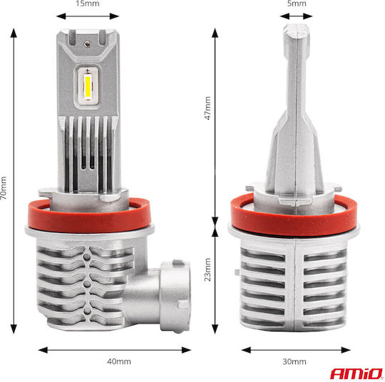 AMiO Lamps Car HB3 LED 6500K Cold White 12V 40W 2pcs