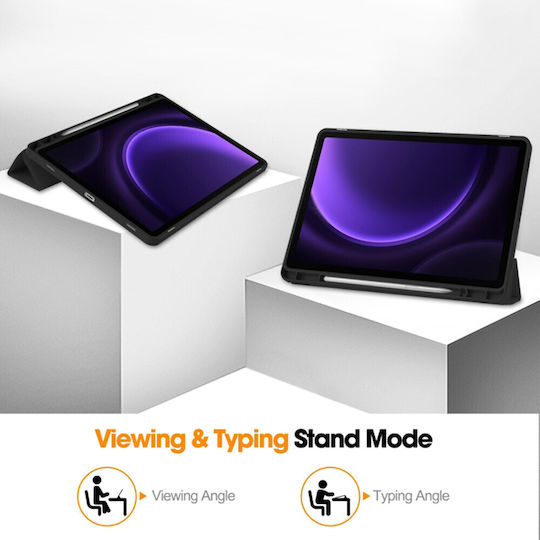 Techsuit Флип Капак Черен Samsung Galaxy Tab S9 FE